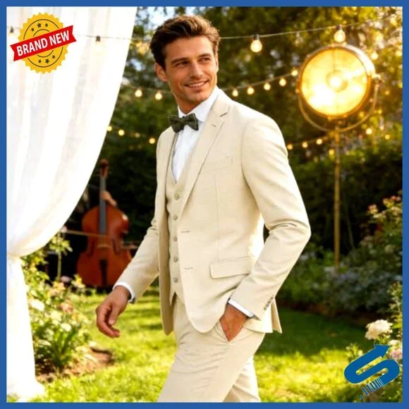 Slim Fit 3-Piece Suit Set Jacket Vest Pants Formal Wedding Prom